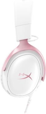 HyperX Cloud III – Wired Gaming Headset, PC, PS5, Xbox Series X|S, Angled 53mm Drivers, Memory Foam, Durable Frame, Ultra-Clear 10mm Mic, USB-C, USB-A, 3.5mm – Pink - Image 4
