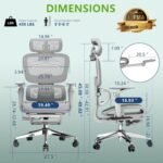 Ergonomic Office Chair with Footrest,High Back Mesh Desk Chair,Lumbar Support & 90-135°Recline,3D Headrest & 6D Armrests,Swivel Computer Chair for Home Office, Work & Gaming 1Pack - Image 3