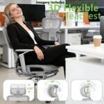 Ergonomic Office Chair with Footrest,High Back Mesh Desk Chair,Lumbar Support & 90-135°Recline,3D Headrest & 6D Armrests,Swivel Computer Chair for Home Office, Work & Gaming 1Pack - Image 4