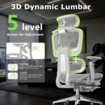 Ergonomic Office Chair with Footrest,High Back Mesh Desk Chair,Lumbar Support & 90-135°Recline,3D Headrest & 6D Armrests,Swivel Computer Chair for Home Office, Work & Gaming 1Pack - Image 6