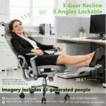 Ergonomic Office Chair with Footrest,High Back Mesh Desk Chair,Lumbar Support & 90-135°Recline,3D Headrest & 6D Armrests,Swivel Computer Chair for Home Office, Work & Gaming 1Pack - Image 7