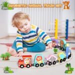Zeoddler Toys for Toddlers, 11 Magnetic Wooden Animals Train Set, Montessori Toys for Toddlers, Preschool Learning Activities for Kids, Birthday Gifts for Boys, Girls - Image 3