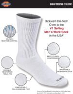 Dickies Men's Dri-Tech Essential Moisture Control Crew Socks, Available in M-XXL (6, 12 Pairs) - Image 4