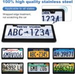 QUANQIUFEI 2 Pack License Plate Frames, Stainless Steel Car License Plate Cover Car Accessories with Screw Caps (Black) - Image 5