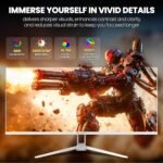 CRUA 34" WQHD 165Hz IPS Ultrawide Gaming Monitor, FreeSync, HDMI/DP, White | 120% sRGB color, built-in speakers, low blue light, 178° wide view and wall mount for PC gaming, video editing and work - Image 4