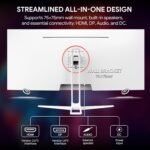 CRUA 34" WQHD 165Hz IPS Ultrawide Gaming Monitor, FreeSync, HDMI/DP, White | 120% sRGB color, built-in speakers, low blue light, 178° wide view and wall mount for PC gaming, video editing and work - Image 7