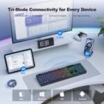 MOFII Upgraded Wireless Ergonomic Keyboard, BT/2.4Ghz Tri-Mode with Natural Curve, RGB Backlit, Rechargeable Battery, Full-Size for Computer/Laptop/Mac/MacBook, Pearl Black - Image 3