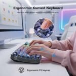 MOFII Upgraded Wireless Ergonomic Keyboard, BT/2.4Ghz Tri-Mode with Natural Curve, RGB Backlit, Rechargeable Battery, Full-Size for Computer/Laptop/Mac/MacBook, Pearl Black - Image 5