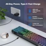 MOFII Upgraded Wireless Ergonomic Keyboard, BT/2.4Ghz Tri-Mode with Natural Curve, RGB Backlit, Rechargeable Battery, Full-Size for Computer/Laptop/Mac/MacBook, Pearl Black - Image 6