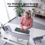 MOFII Upgraded Wireless Ergonomic Keyboard, BT/2.4Ghz Tri-Mode with Natural Curve, RGB Backlit, Rechargeable Battery, Full-Size for Computer/Laptop/Mac/MacBook, Pearl Black - Image 9