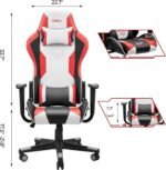 Homall Gaming Chair Racing Style Office Chair Ergonomic High-Back PU Leather Computer Gaming Chair with Headrest and Lumbar Support (Red/White) - Image 4