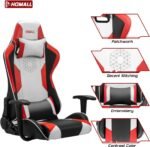 Homall Gaming Chair Racing Style Office Chair Ergonomic High-Back PU Leather Computer Gaming Chair with Headrest and Lumbar Support (Red/White) - Image 5