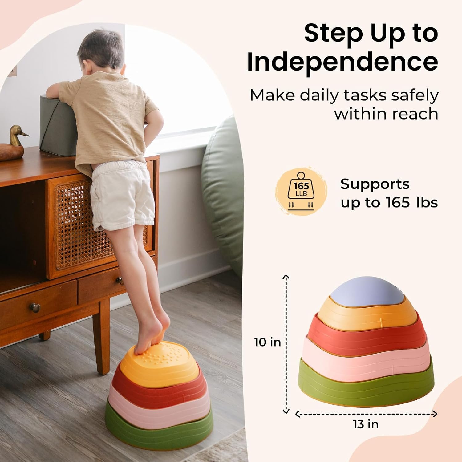 Tiny Land Stepping Stones for Kids, 5pcs Non-Slip Balance Toddler Toys | Sensory Stepping Stones for Toddlers 3-5 to Promote Balance, Coordination, and Active Play Skills Indoors or Outdoors - Image 7