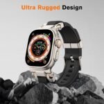 amBand Bands Compatible with Apple Watch Ultra 3/2/1 49mm, M1 Sport Series Rugged Durable Strap with Metal Connector to Match Ultra's Titanium Case for iWatch 49mm Men Titanium/Black - Image 3