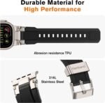 amBand Bands Compatible with Apple Watch Ultra 3/2/1 49mm, M1 Sport Series Rugged Durable Strap with Metal Connector to Match Ultra's Titanium Case for iWatch 49mm Men Titanium/Black - Image 4