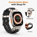 amBand Bands Compatible with Apple Watch Ultra 3/2/1 49mm, M1 Sport Series Rugged Durable Strap with Metal Connector to Match Ultra's Titanium Case for iWatch 49mm Men Titanium/Black - Image 5