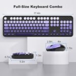 MOFII Wireless Keyboard and Mouse Combo, Full Size 2.4G Plug and Play Typewriter Retro Round Computer Keyboard and Mouse Set for Windows, Computer, Desktop, PC, Notebook - (Black Purple Gradient) - Image 8
