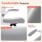 Ergonomic Office Chair, Comfy Mesh Office Desk Chair, Grey | Adjustable Lumbar Support, Flip-up Armrests, Rocking Function, Comfy Mesh, Home Office - Image 6