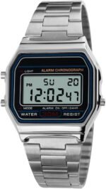 PASOY Men's Digital Gold Stainless Steel Watch Backlit Multifunction Stopwatch Waterproof Sport Watches - Image 3