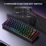 Snpurdiri 65% Wired Gaming Keyboard, 68 Keys RGB Backlit Ultra-Compact Small Gaming Keyboard, for PC/Mac Gamer, Typist, Travel, Easy to Carry on Business Trip Black - Image 8