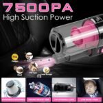 17pcs Car Cleaning Kit, Pink Car Interior Detailing Kit with High Power Handheld Vacuum, Detailing Brush Set, Windshield Cleaner, Cleaning Gel, Complete Auto Accessories for Women Gift - Image 3