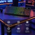 Redragon K526 PRO RGB Wireless Membrane Gaming Keyboard, 104 Keys Mechanical-Feel Keyboard w/LED Info Display, Media/Backlit Knob Control, Smooth Linear Switch & Software Supported - Image 3