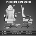 Ferghana Breathable Fabric Ergonomic Gaming Chair with Footrest and Linkage Armrest, High Back Computer Game Chair with Massage Lumbar Support for Adult(White) - Image 3