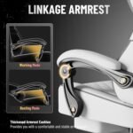 Ferghana Breathable Fabric Ergonomic Gaming Chair with Footrest and Linkage Armrest, High Back Computer Game Chair with Massage Lumbar Support for Adult(White) - Image 7