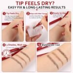 Dual-Ended Faux Brow Pen, Hair-Like Liquid Eyebrow Pencil with Double-Brush Tip & Precise Single Tip, Fast & Easy Makeup for Sparse Brows, Waterproof & Smudge-Proof Eyebrows Soft Black - Image 4