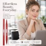 Dual-Ended Faux Brow Pen, Hair-Like Liquid Eyebrow Pencil with Double-Brush Tip & Precise Single Tip, Fast & Easy Makeup for Sparse Brows, Waterproof & Smudge-Proof Eyebrows Soft Black - Image 7