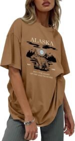 CSDAJIO Women's Graphic Oversized Tshirt Vintage Half Sleeve Round Neck Baggy Tee Summer Casual Tunic Shirt - Image 4