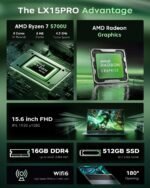 Light Gaming Laptop, ΑΜD Ryzen 7 5700U(8C/16T, Up to 4.3GHz), 16GB RAM 512GB NVMe SSD, WiFi 6, BT5.2, 2026 Laptop Computer, 15.6 Inch Laptop, Numeric KB, HDMI Type-C USB 3.2 Multitasking Laptop - Image 3