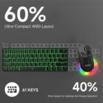 TMKB 60% Mechanical Gaming Keyboard, Red Linear Switch, LED Backlight, Anti-Ghosting, Detachable USB-C, Double-Shot Keycaps, 61 Keys, Wired, Black - Image 7