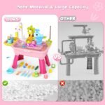 2026 Upgraded Water Table for Toddlers 1-3 - Outdoor Toys for Kids Ages 4-8 with Pump, Summer Outside Sensory Activity Pool Toys, Kitchen Play Sink Toy with Running Water, Fishing Toy, Pink - Image 5
