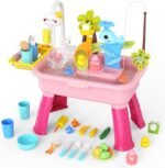 2026 Upgraded Water Table for Toddlers 1-3 - Outdoor Toys for Kids Ages 4-8 with Pump, Summer Outside Sensory Activity Pool Toys, Kitchen Play Sink Toy with Running Water, Fishing Toy, Pink - Image 7