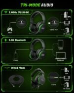 AOC Wireless Gaming Headset for Xbox Series X|S & Xbox One, Up to 75H Battery, Bluetooth 5.4 & 2.4GHz, 50mm Driver, Noise Canceling Mic, Gaming Headphones for PC, PS5, Switch, Black - Image 4