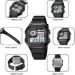 PASOY Men's Digital Sport Watch Dual Time Stopwatch Countdown Timer | Dual time/alarm/stopwatch/countdown/EL backlight/sporty style for gym/travel/outdoor use and light swimming - Image 6