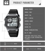 PASOY Men's Digital Sport Watch Dual Time Stopwatch Countdown Timer | Dual time/alarm/stopwatch/countdown/EL backlight/sporty style for gym/travel/outdoor use and light swimming - Image 7
