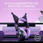 Razer Kraken Kitty V2 BT Wireless RGB Headset, Kuromi Edition | Chroma RGB Kitty Ears & Earcups, Bluetooth 5.2, 40 mm Drivers, Noise-cancelling Mics, Lightweight, USB-C, 40 Hr Battery - Image 7