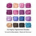 K'APEINE Eyeshadow Palette, Purple Matte Glitter Eye Shadow Palette Goth Eyeshade Kit 16 Colors Pigmented Eye Makeup Palette for Rave Parties, Music Festival, Performance, Costume and Halloween - Image 4
