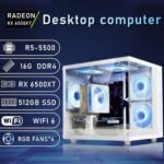 suevery Desktop Computer Prebuilt Gaming PC White | Ryzen 5 5500 Up 4.2 G 6cores 12threads 16G DDR4 RAM 512G SSD RX6500 XT 4G Gamer Home 4K Pro - Image 3