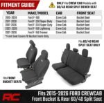 Rough Country Neoprene Front & Rear Seat Covers for Ford F-150, Lightning, F-250 & F-350 (2015-2026) Crew Cab w/Front Bucket Seats & Rear 60/40 Split - Image 5