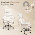 Big and Tall Office Chair with Foot Rest & Flip Armrests | Executive Ergonomic Computer Gaming Chair, for Pets & Extra Space, Crystal Velvet Wide Seat Reclining Desk Chair, Black - Image 3