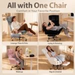 Big and Tall Office Chair with Foot Rest & Flip Armrests | Executive Ergonomic Computer Gaming Chair, for Pets & Extra Space, Crystal Velvet Wide Seat Reclining Desk Chair, Black - Image 4