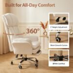 Big and Tall Office Chair with Foot Rest & Flip Armrests | Executive Ergonomic Computer Gaming Chair, for Pets & Extra Space, Crystal Velvet Wide Seat Reclining Desk Chair, Black - Image 6