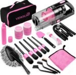 17pcs Car Cleaning Kit, Pink Car Interior Detailing Kit with High Power Handheld Vacuum, Detailing Brush Set, Windshield Cleaner, Cleaning Gel, Complete Auto Accessories for Women Gift - Image 2