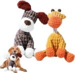 2 PCS Indestructible Dog Toy, 2026 New Dog Toys for Aggressive Chewers, Interactive Squeaky Chew Soft Teething Toy for Small, Medium, Large Dogs (Orange+Brown) - Image 2