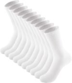 ACCFOD Womens Crew Socks Thin Cotton Long Socks Arch Support Casual Workout High Socks 5 Pairs - Image 2