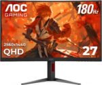 AOC CQ27G4H 27" Curved Gaming Monitor, QHD 2K 2560x1440, 1500R VA, 180Hz 0.5ms, AMD FreeSync Premium, Height Adjustable Stand, Xbox PS5 Switch Compatiable, 3-Year Zero-Bright-dot - Image 2