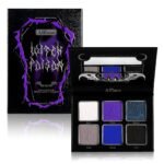 Afflano Goth Eyeshadow Palette Purple Blue, Multichrome Chrome Blue Purple Matte Black White Grey Dark Eye Shade, Gothic Halloween Makeup Eye Shadow Pallet for Joker Clown Cosplay SFX Makeup Costume - Image 2